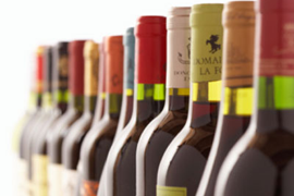 row of wine bottles